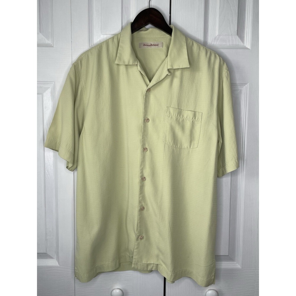 Tommy Bahama Short‎ Sleeve Hawaiian 100% Shirt Silk Green M EUC